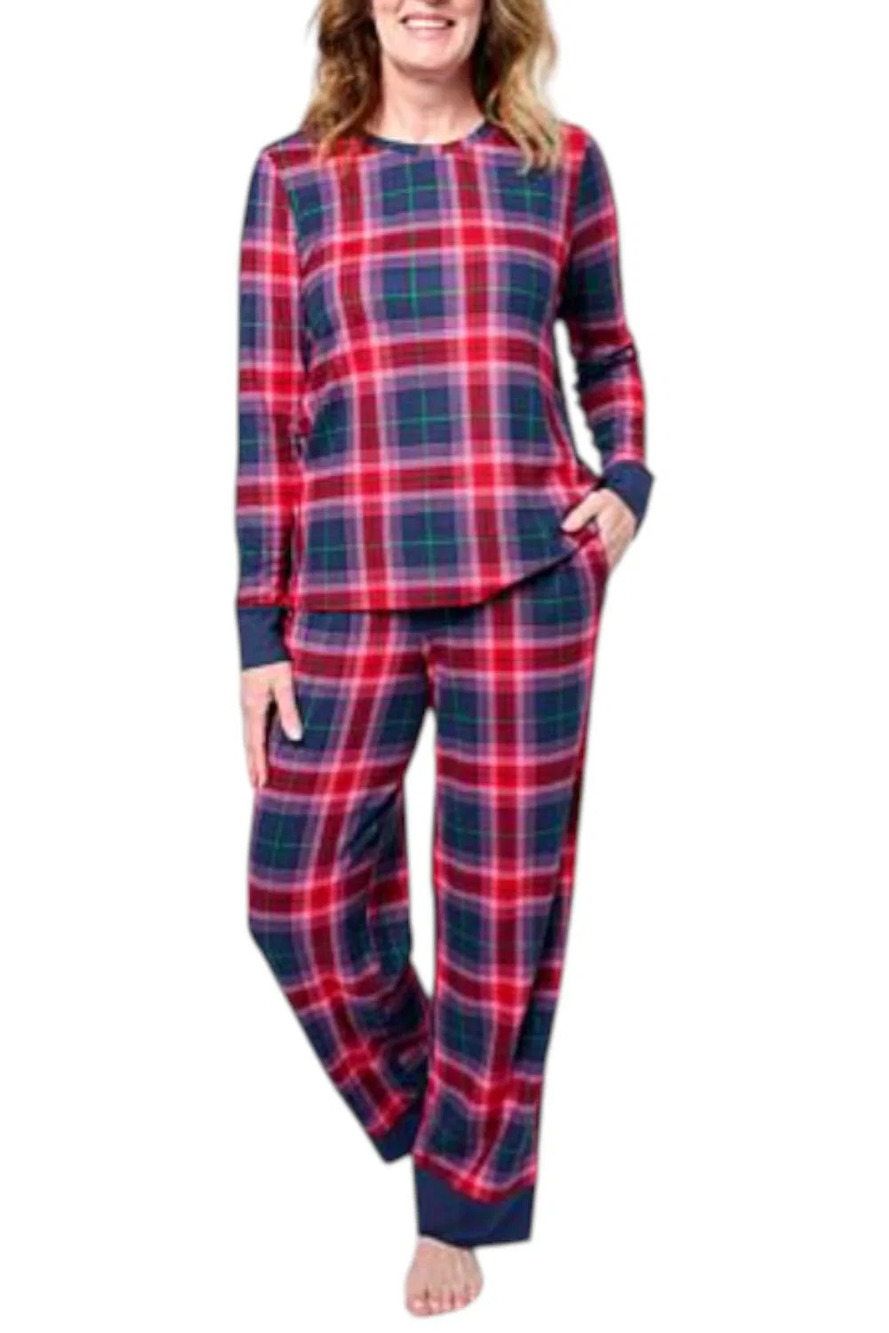 Comfort Code Women's Brushed Ultra 2pc Top/Pant Holiday Set Navy - Regular